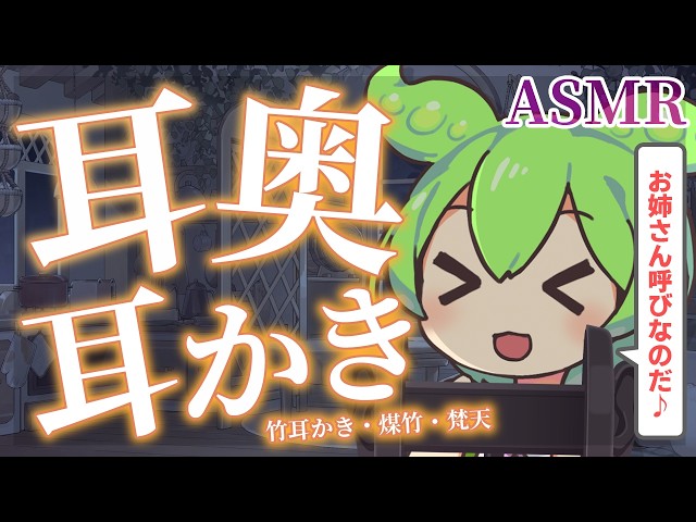 【ASMR】【お姉さん呼びver】奥まで耳かきで、ぐっすり眠れるずんだもんの寝かしつけなのだ【睡眠導入】竹の耳かき・煤竹・梵天・Ear Massage & Whispering