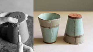 Simple handbuilt ceramic cup | slab building for beginners