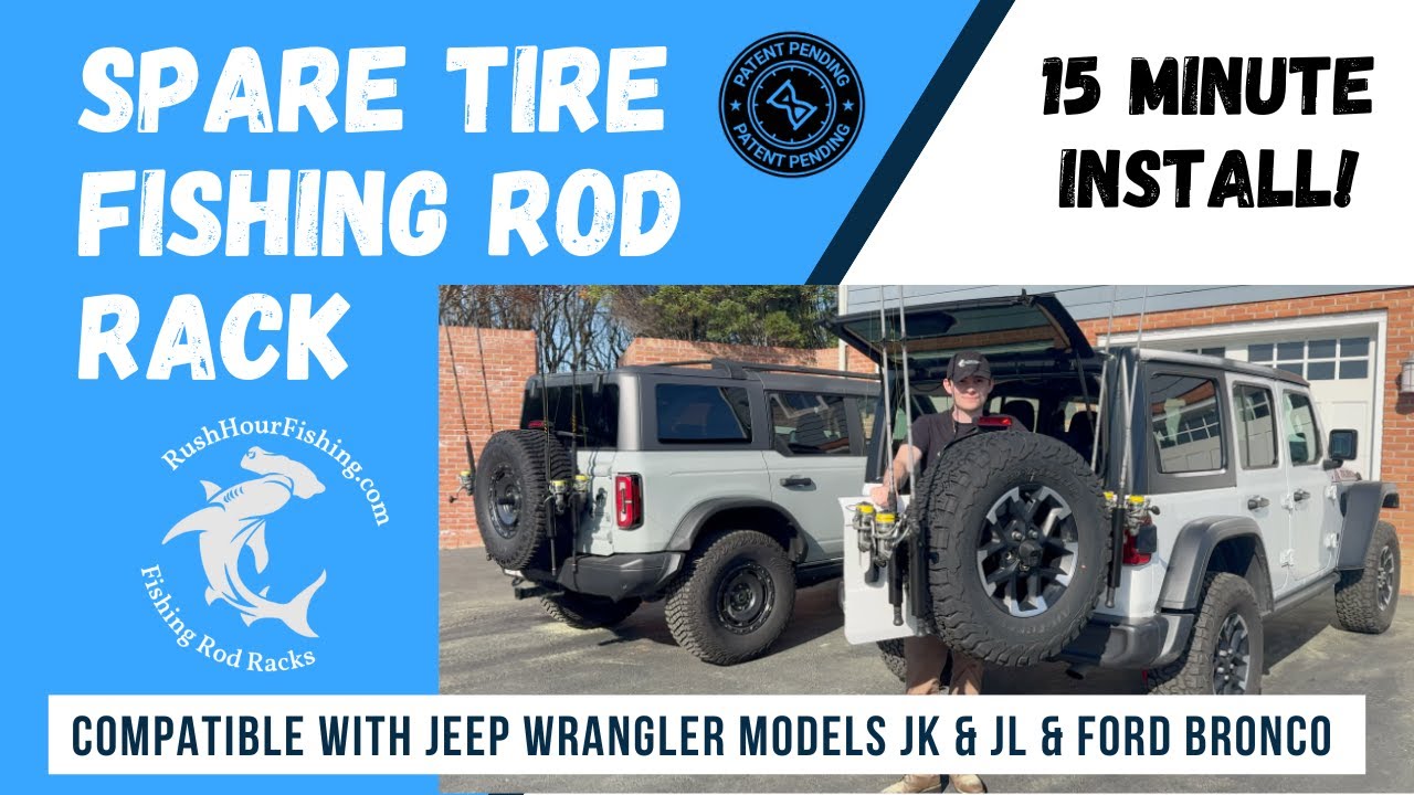 Spare Tire Fishing Rod Rack for Jeep Wrangler & Ford Bronco