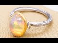 24kt Gold and Silver Oval, Opal Ring with Side Diamonds