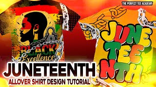 JUNETEENTH ALLOVER SHIRT DESIGN USING CANVA, ETSY & CHAT GPT