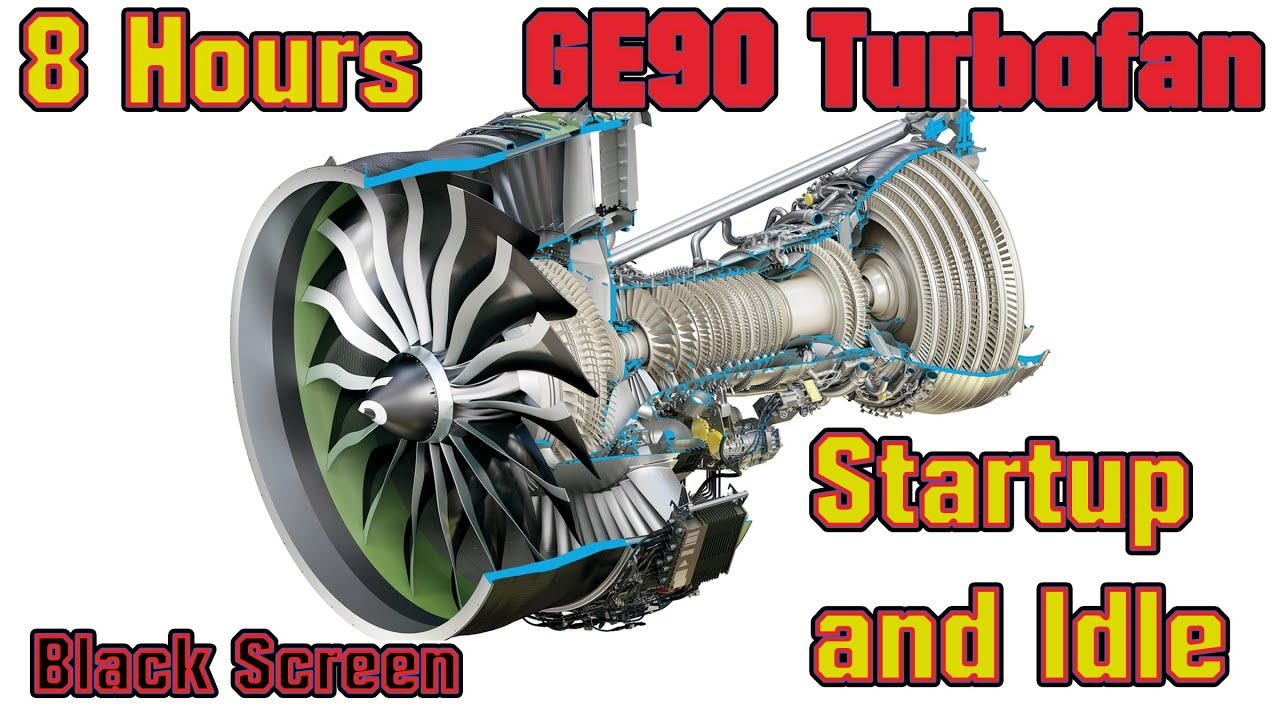 8 Hours Jet Turbine Sound ASMR GE90 Start