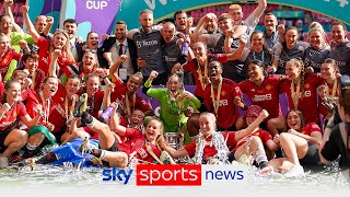 Manchester United Women celebrate their first ever FA Cup final victory
