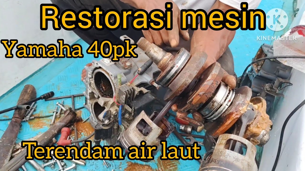 mesin outboard motor / mesin tempel Yamaha 40 pk 66t , terendam air laut