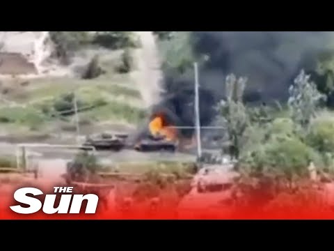 Ukrainian forces wipe out two Russian tanks with missile strikes