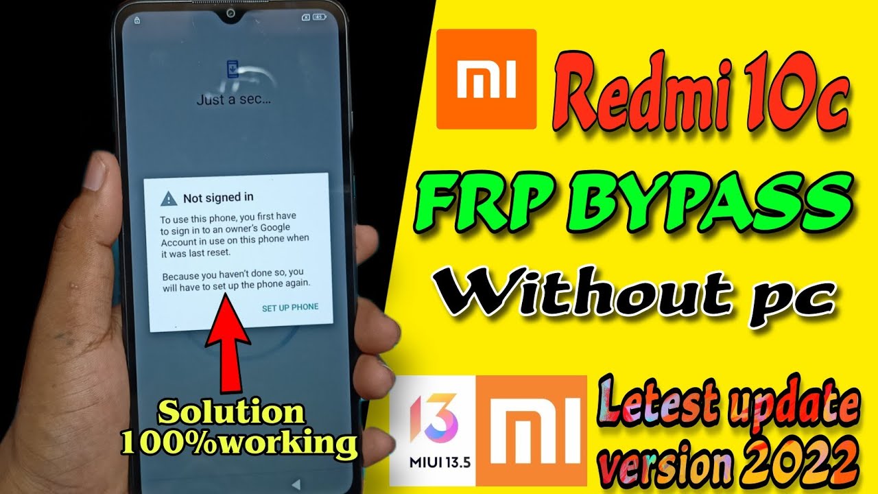 Redmi 10c frp bypass without pc or box
