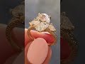 Vintage Three Stone Oval Lab Grown Engagement Ring Art Deco Gold Wedding Ring