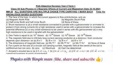12th Physics revision test | term 1 test 2| 25.10.2021 #physics #weeklytest #25Oct#1st_term_2nd_test