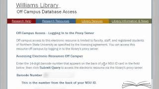 Williams Library:  Access from off-campus