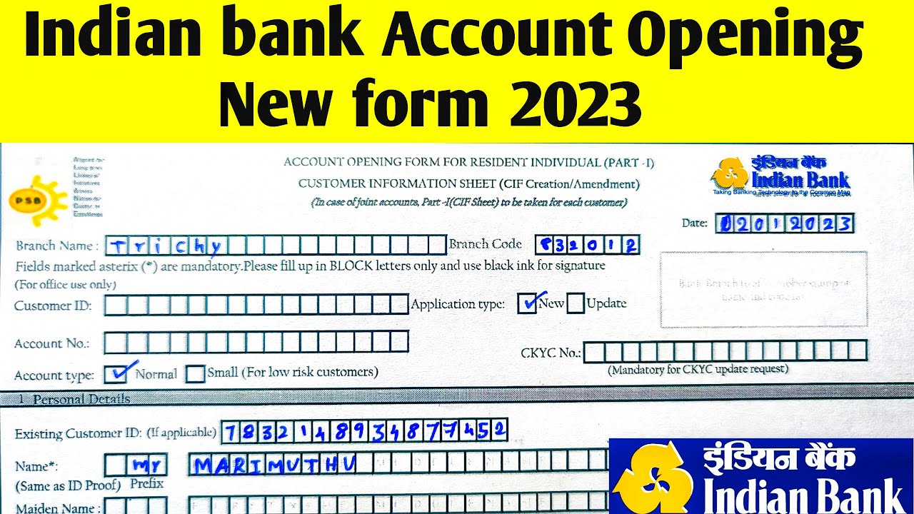 indian-bank-account-opening-form-fill-2023-youtube