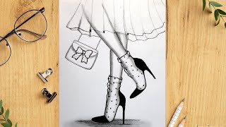 How to draw feet with high heels for beginners || Pencil sketch || Art video || shoes drawing