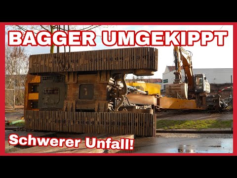 ⚠️UNFALL auf Baustelle in Leipzig🆘50 Tonnen Bagger umgekippt‼️SCHWERE BERGUNG mit zwei Kränen⚠️