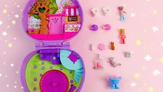 8 Minutes Unboxing Cute Pink Rabbit Puppy House Playground Polly Pocket Cooking ASMR | Review Toys