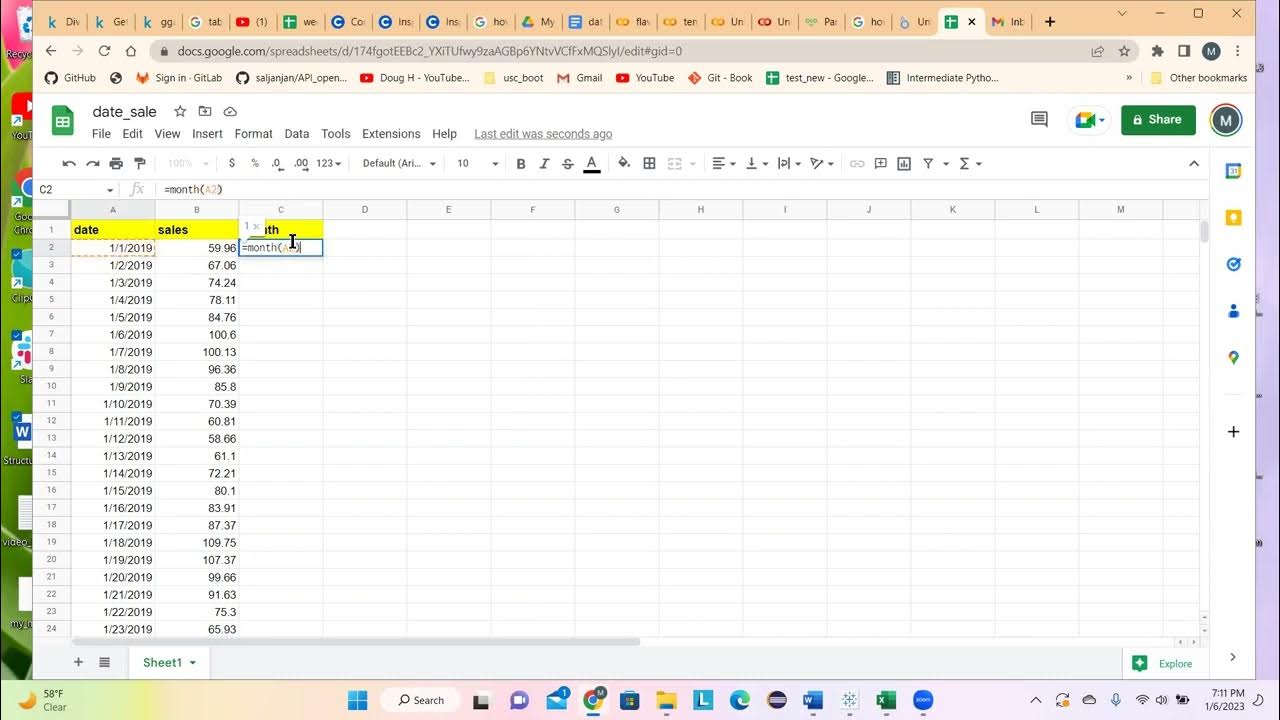 Extract month from date in google sheets youtube