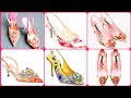 Super pretty luxury seqvenc and stones embalished women pointed toe slingback pencil heels sandals