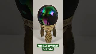 Brass orb stand for your crystal ball, gemstone examples, or paperweights. #resellersquirrel
