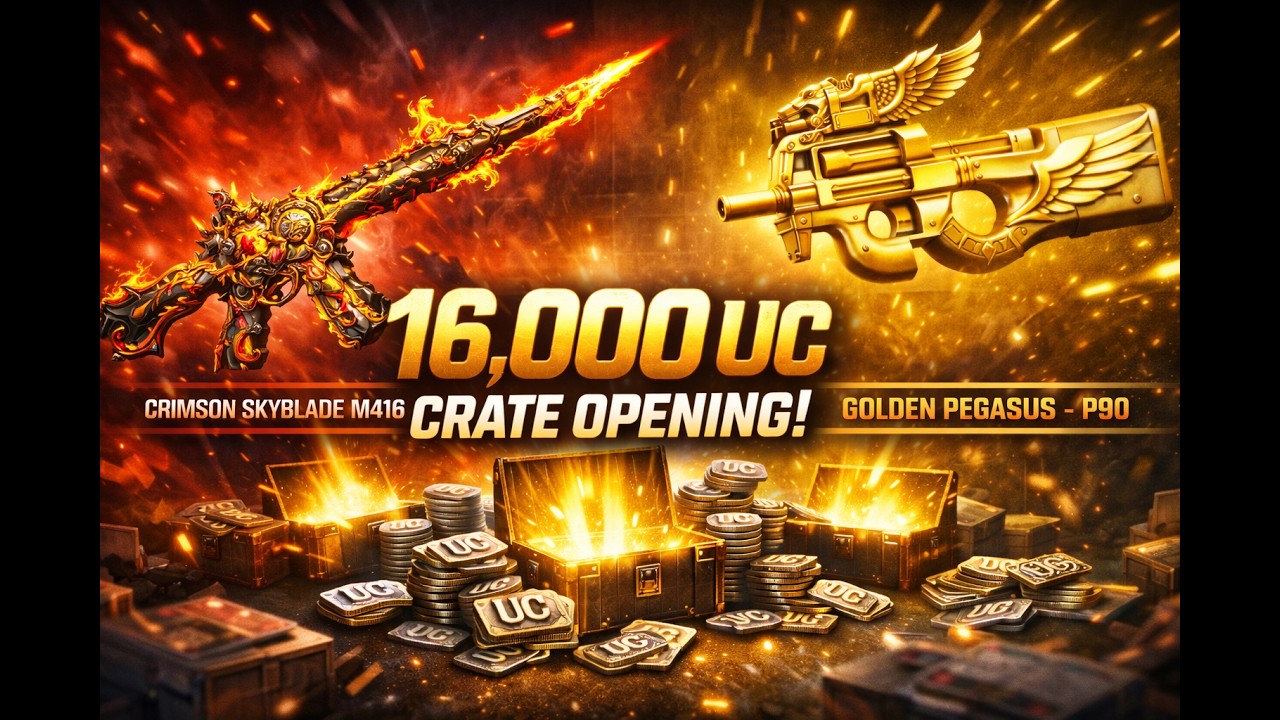 16,000 UC CRATE OPENING! 😱 NEW CRIMSON SKYBLADE M416 ⚔️ GOLDEN PEGASUS - P90  UNLOCKED  | WIZPEN