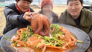 소갈비에 각종 해산물 넣은 퓨전 해물탕(Spicy seafood stew with beef ribs)!! 요리&먹방!! - Mukbang eating show