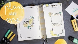 PLAN WITH ME | May 2019 Bullet Journal Setup | Easy & Cute Lemon Theme