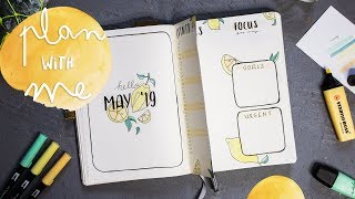 Plan With Me May 2019 Bullet Journal Setup Easy Cute Lemon Theme
