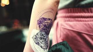 Dog Portrait Tattoo Single Needle Tattoo Process