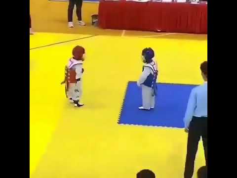 kids funny fight Taekwondo