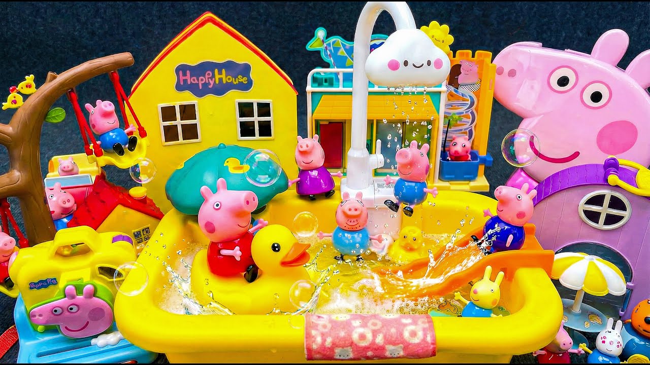 ASMR Unboxing Ultimate PEPPA PIG Water Sink Slide Pool Pool Toy Playset😍Satisfying Toys