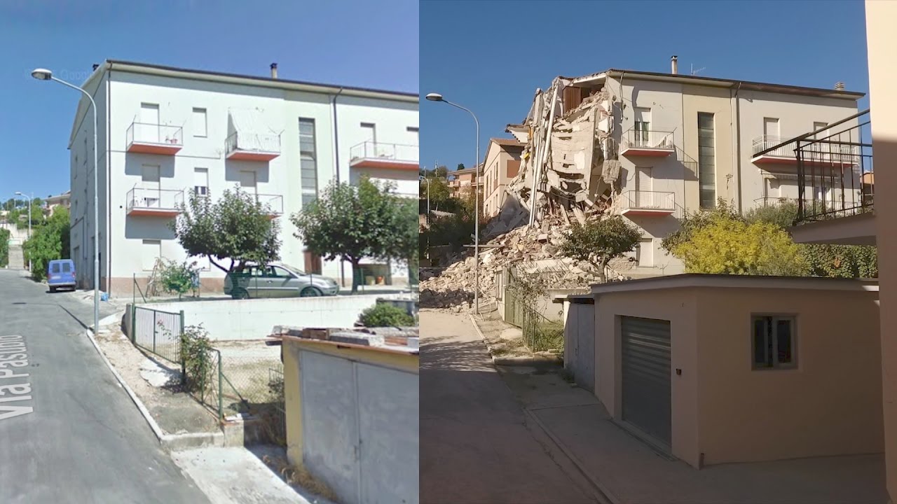 Terremoto Centro Italia, il prima e dopo dal drone - YouTube