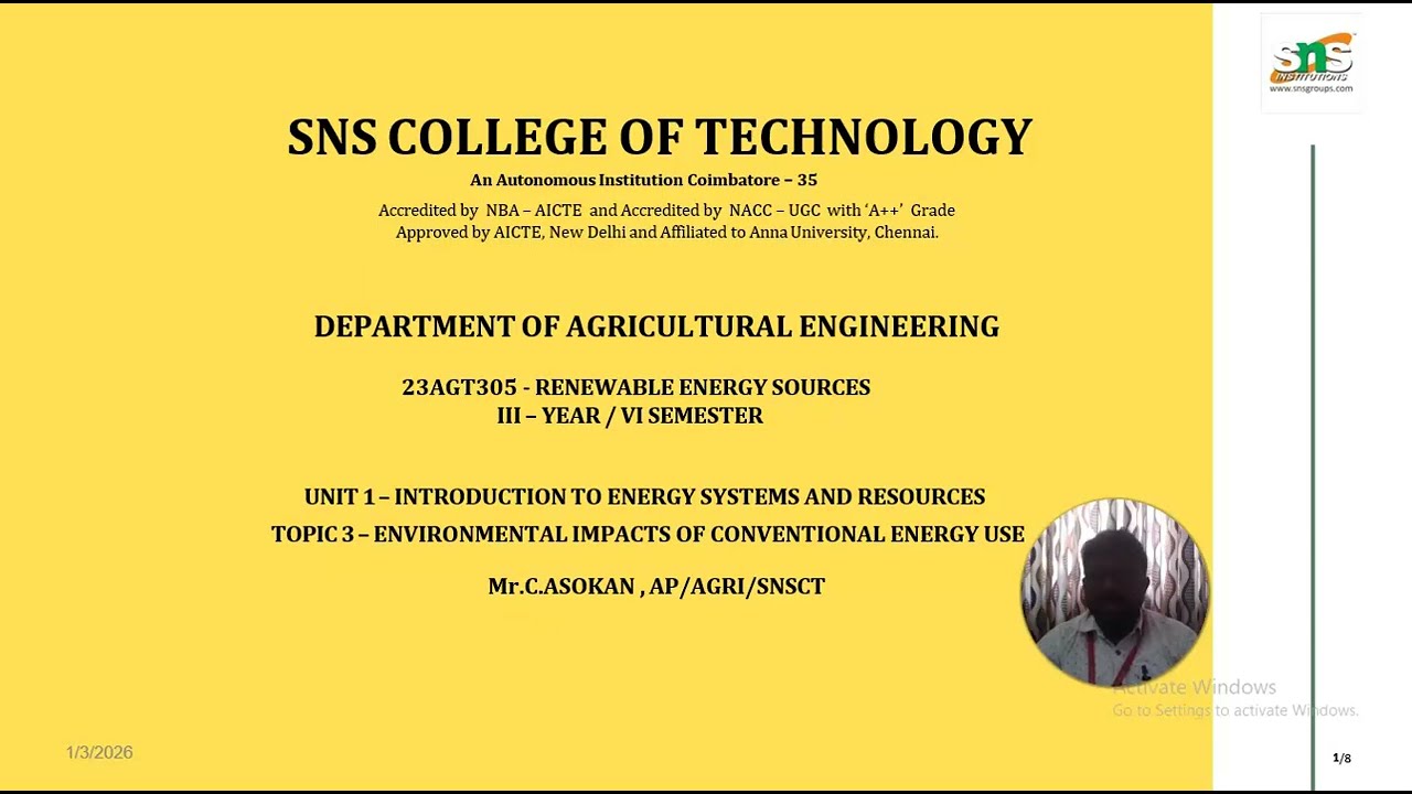 Environmental Impacts of Conventional Energy use - January 2026 | RES | SNS Institutions