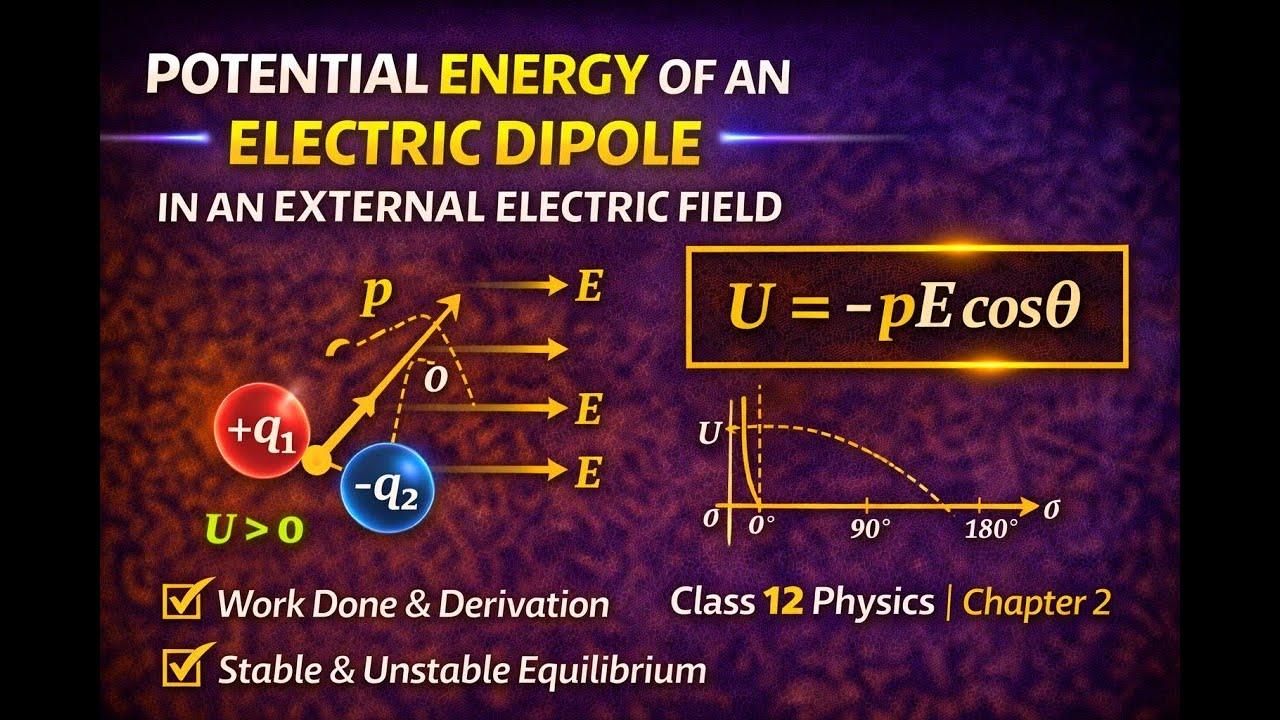 📘 Potential Energy of an Electric Dipole in an External Electric Field ...