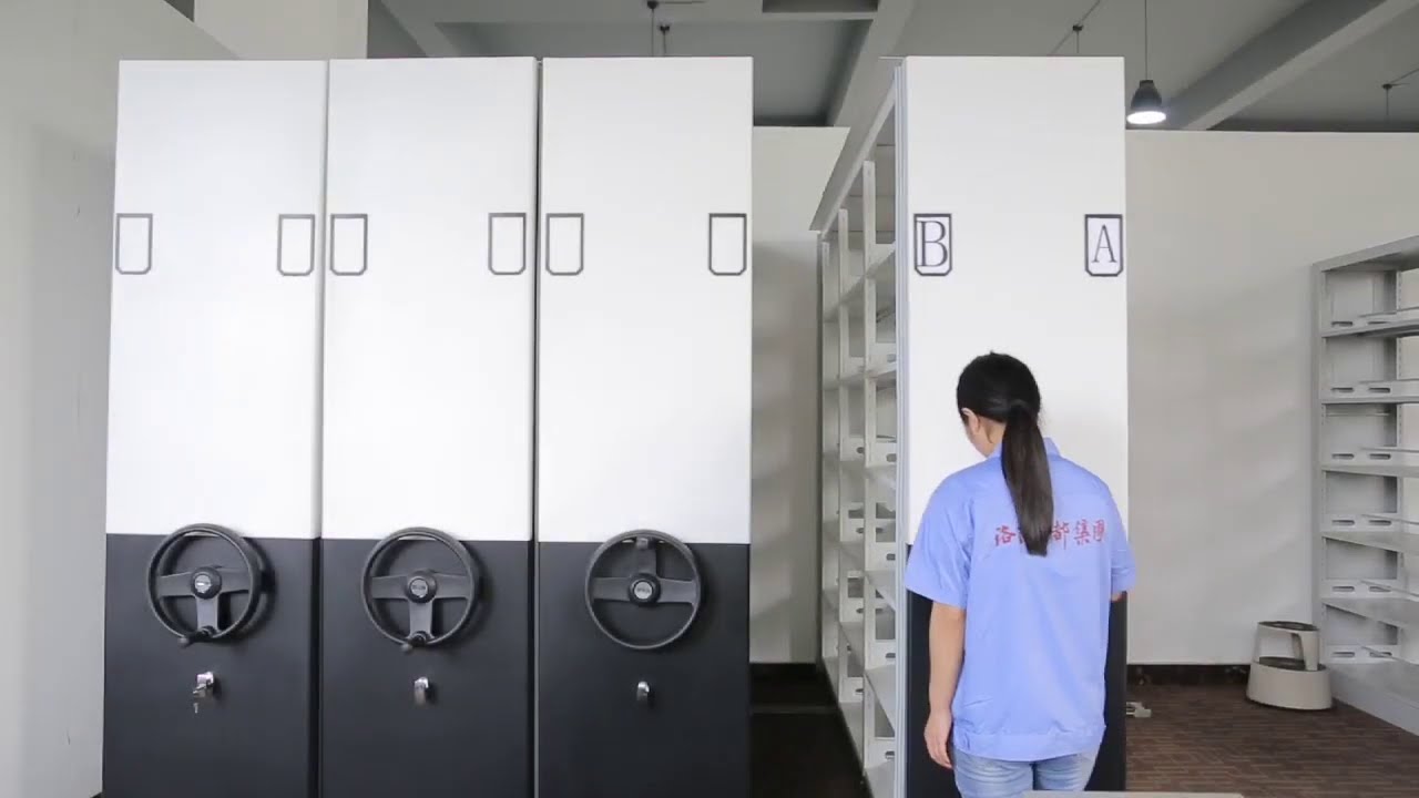 Mobile shelving display.