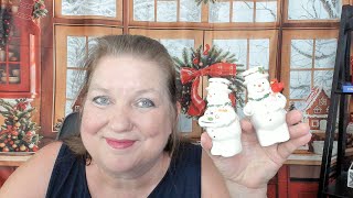 Lenox Christmas Snowman Salt Pepper Shakers Happy Holly Days
