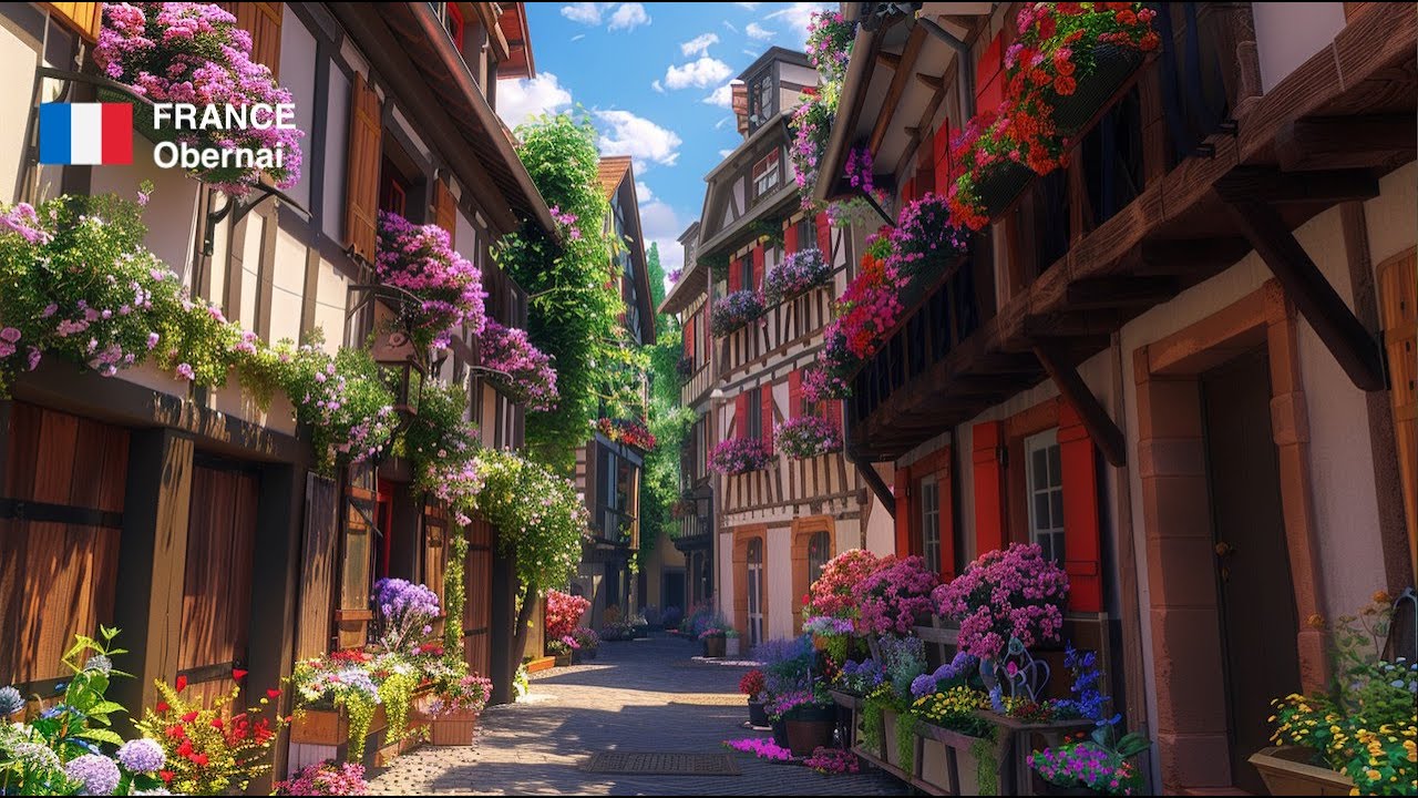 Obernai, France - Beautiful village in Alsace - Relaxing walk 4K
