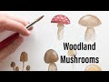 Watercolor Tutorial | How to Paint Mushrooms with Watercolors