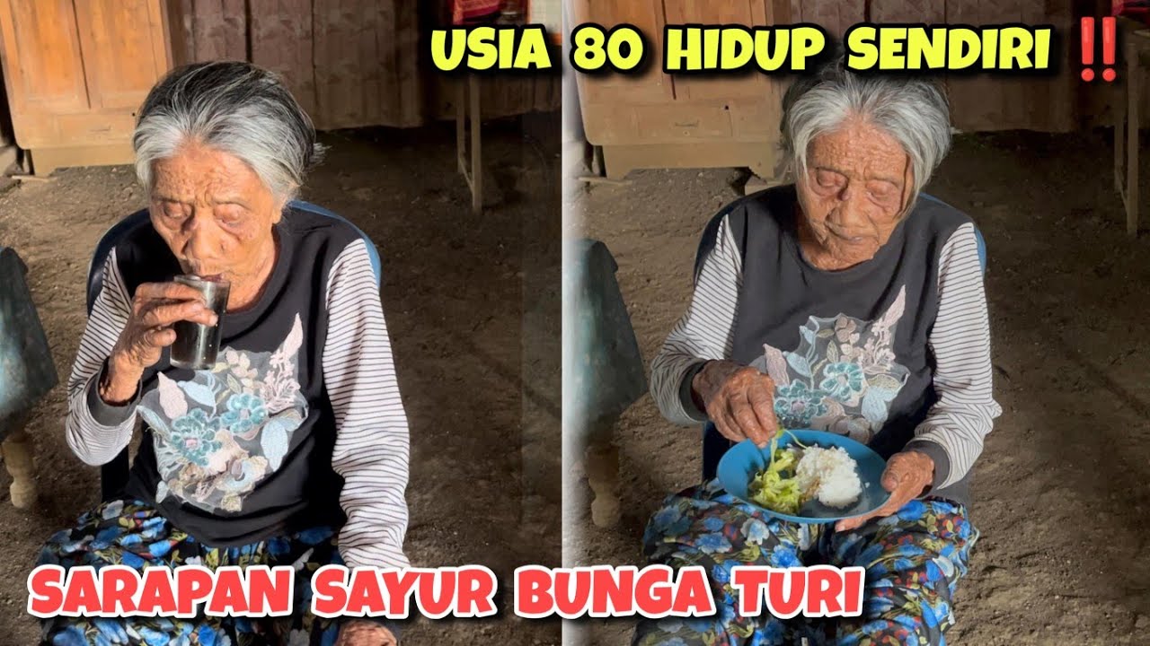 Mbok Genuk pagi2 minum kopi ‼️ Sarapan sayur bunga turi & sambel terong