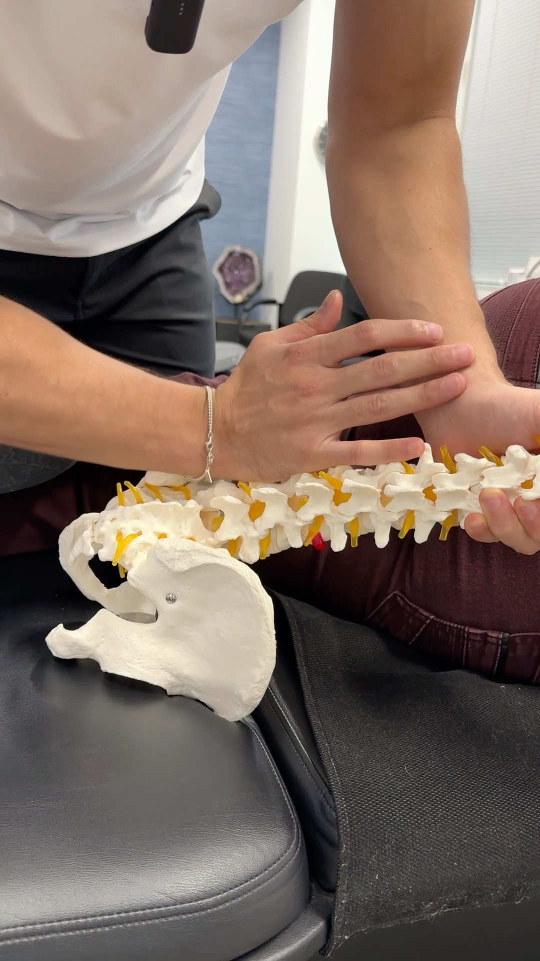 Demonstrating a very specific and powerful lower back adjustment