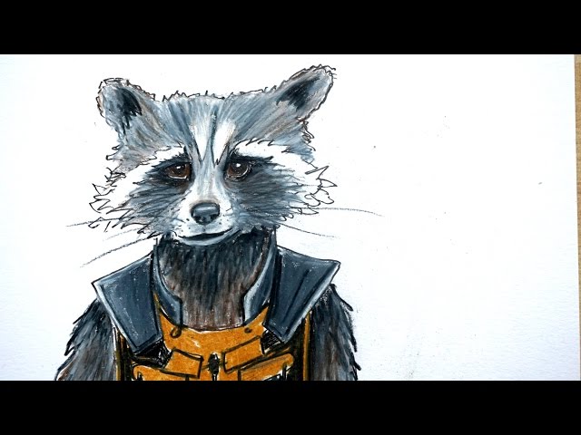 rocket raccoon drawing by me  rGotG