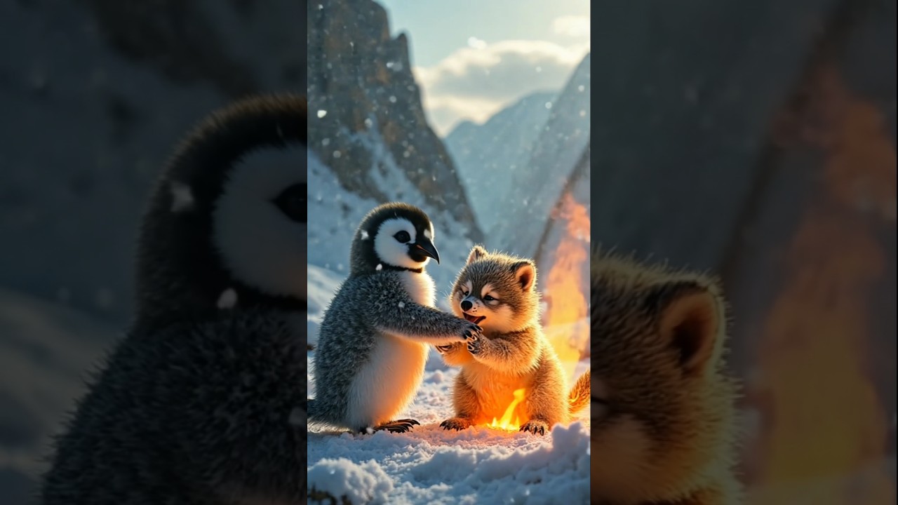 Epic Adventure: A baby penguin risks everything to save a baby wolf 🔥🐺" 