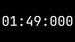 Countdown timer 1 minute, 49 seconds [01:49:000] - White on black with milliseconds
