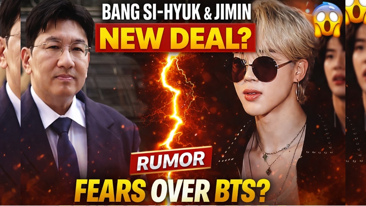 BTS Jimin looking thoughtfully with a backdrop of digital lights, representing global influence.