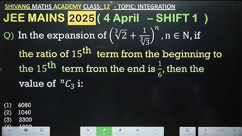 JEE Main 2025|| JEE MAIN 2025 ( 4 April - Shift 1 ) Binomial Theorem #maths JEE Class 12