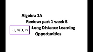 Algebra 1a: Long Distance Learning Opportunity part 1 week 5