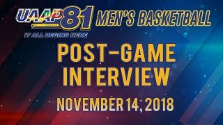 UAAP 81 MB: Post-game Interview | November 14, 2018