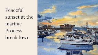 How to paint many boats in a seascape: Step by step process of painting a complex scene