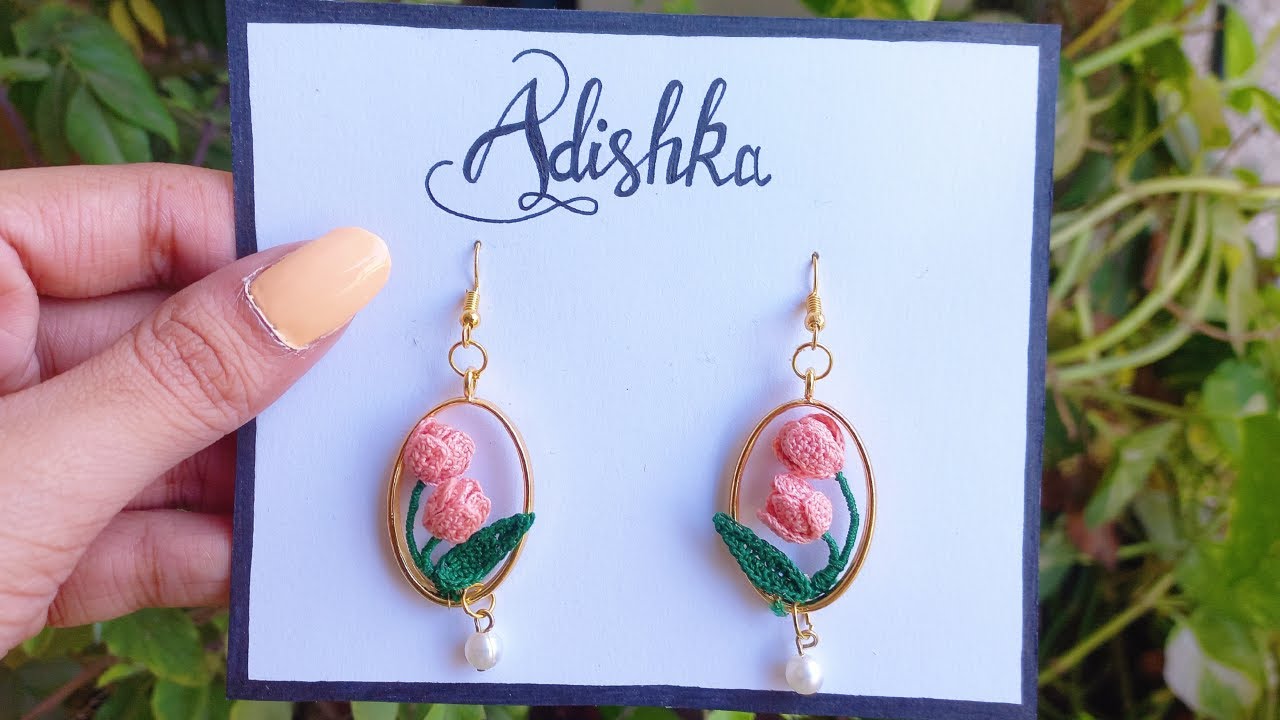 Tulip Crochet Floral Earrings | Easy Step by Step Tutorial for Beginners | How to make DIY | Stylish