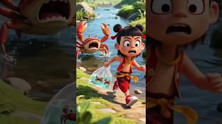 Nezha neemt de baby van de krab mee! #kortefilms #animatie #cartoon