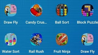 Draw Fly, Candy Crush,Ball Sort, Block Puzzle,Water Sort,Rail Rush, Fruit Ninja, Draw Fly| screenshot 5
