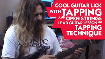 Cool Guitar Lick with Tapping and Open Strings - Lead Guitar Lesson on Tapping Technique