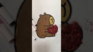 Cute capybara coloring page with glitter