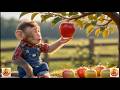 Baby Monkey Picking a Giant Apple | Cute Farm Adventure